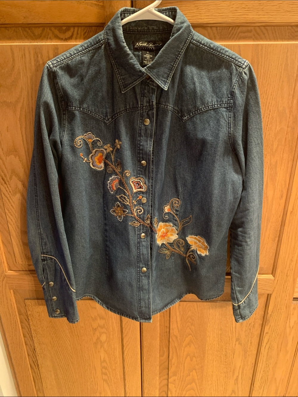 North River Outfitters Embroidered Dark Denim Western Shirt